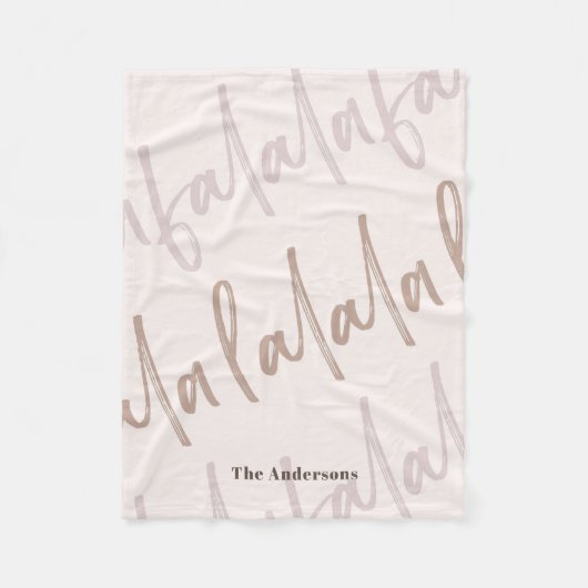 Couverture Polaire Boho Falala Script rose et Brown (Devant)