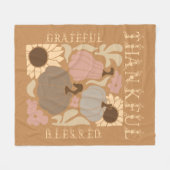 Couverture Polaire Boho Fall Grateful Thanksgiving (Devant (Horizontal))