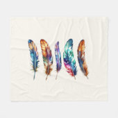 Couverture Polaire Boho Feather Art Cozy Cream Graphic Feather Print (Devant (Horizontal))