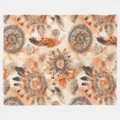 Couverture Polaire Boho Feather Mandala (Devant (Horizontal))