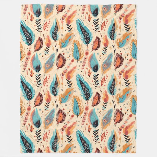 Couverture Polaire Boho Feathers (Devant)