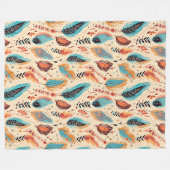 Couverture Polaire Boho Feathers (Devant (Horizontal))