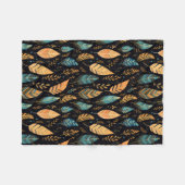 Couverture Polaire Boho Feuilles turquoises (Devant (Horizontal))