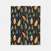 Couverture Polaire Boho Feuilles turquoises (Devant)