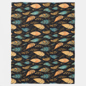 Couverture Polaire Boho Feuilles turquoises (Devant)