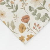 Couverture Polaire Boho Fleur de Botanique Floral Tons Terreux (Coin)