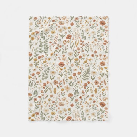Couverture Polaire Boho Fleur de Botanique Floral Tons Terreux (Devant)