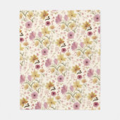 Couverture Polaire Boho Fleur Sauvage Aquarelle Rose Tendre  (Devant)
