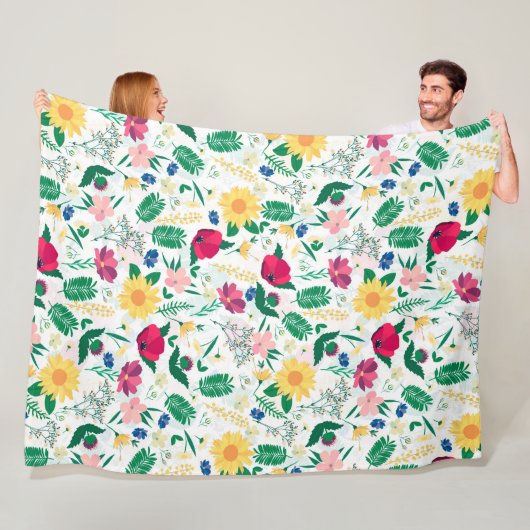 Couverture Polaire Boho Fleur sauvage Meadow Floral Design (En situation)