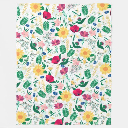 Couverture Polaire Boho Fleur sauvage Meadow Floral Design (Devant)