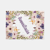 Couverture Polaire Boho fleurs d'aquarelle violette (Devant (Horizontal))