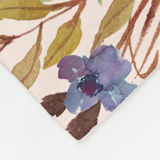 Couverture Polaire Boho fleurs d'aquarelle violette (Coin)