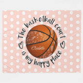 Couverture Polaire boho fleurs plumes terrain de basket heureux endro (Devant (Horizontal))