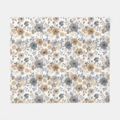 Couverture Polaire Boho Floral Aquarelle Gris Brown Neutre Couleur (Devant (Horizontal))