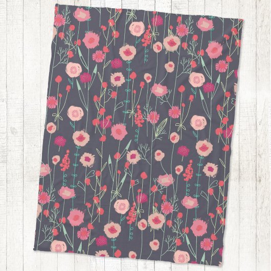 Couverture Polaire Boho floral foncé