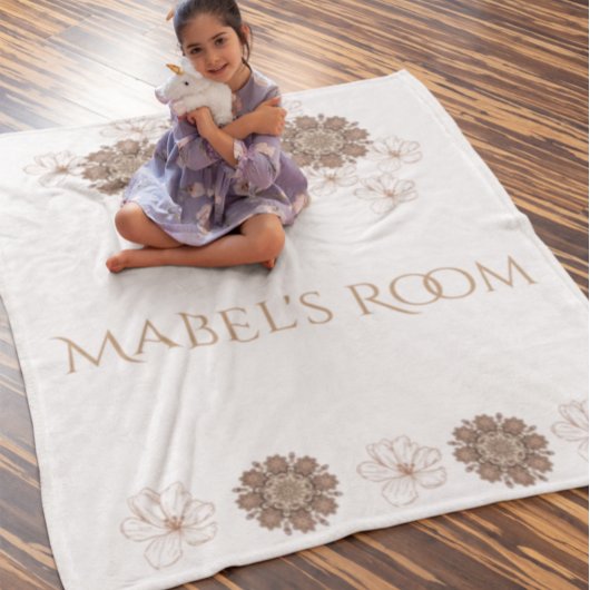 Couverture Polaire Boho Floral Girl's Monogram Nom