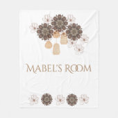 Couverture Polaire Boho Floral Girl's Monogram Nom (Devant)