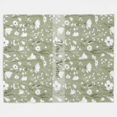 Couverture Polaire Boho Floral Wildflowers Sage Green Personalized  (Devant (Horizontal))