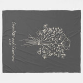 Couverture Polaire Boho Flower Line Art Dessin Noms personnalisés (Devant (Horizontal))