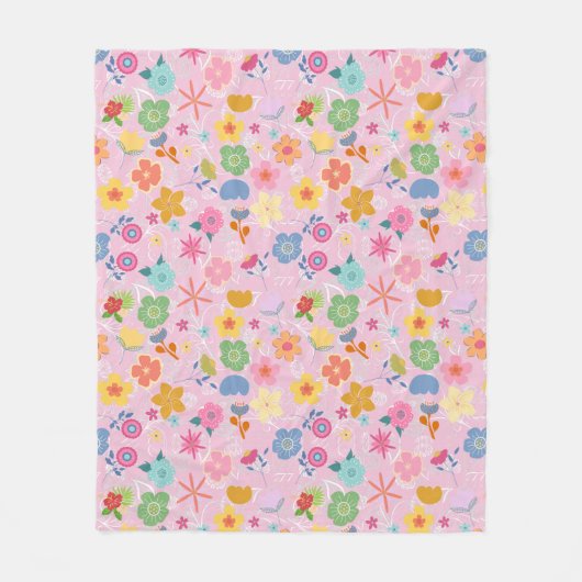 Couverture Polaire Boho Flowers Motif B01.w LPink BG (Devant)