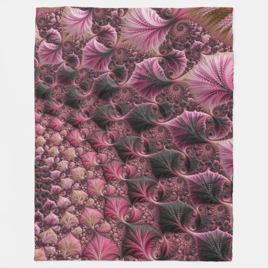 Couverture Polaire Boho Funky Eclectique Rose Noir Abstrait Fractal (Devant)