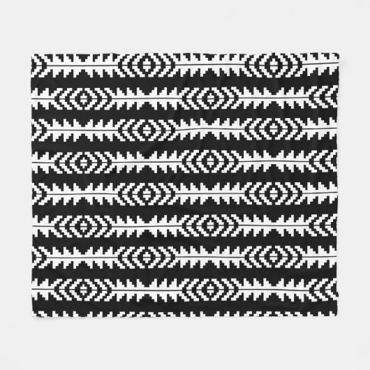 Couverture Polaire Boho géométrique noir et blanc (Devant (Horizontal))