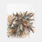 Couverture Polaire Boho Horse with feathers (Devant)