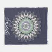 Couverture Polaire Boho Lavender Lotus Mandala Monogramme (Devant (Horizontal))