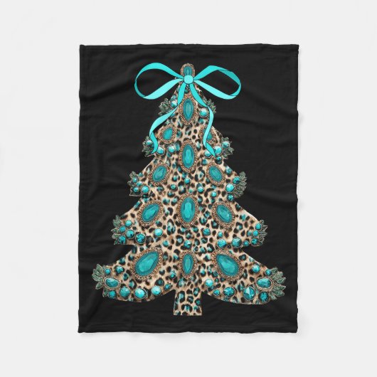 Couverture Polaire Boho Leopard Christmas Tree Cheetah Print Coquette (Devant)