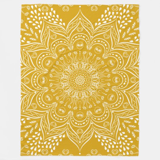 Couverture Polaire Boho Mandala Bright Mustard Jaune (Devant)