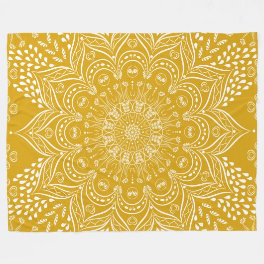 Couverture Polaire Boho Mandala Bright Mustard Jaune (Devant (Horizontal))