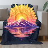 Couverture Polaire Boho Mandala Mountain Sunset | Cosmic Night Sky
