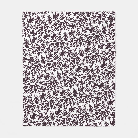 Couverture Polaire Boho Matisse Formes botaniques Motif gris noir (Devant)