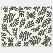 Couverture Polaire Boho Matisse Formes Botaniques Motif noir blanc  (Devant (Horizontal))