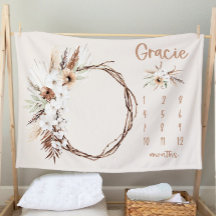 Boho Milestone Blanket Girl - Mois Blanket Personn