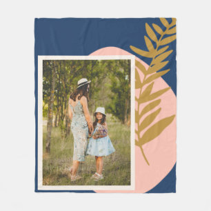 Couverture Polaire Boho Moderne Abstrait Botanique Bleu Photo personn