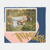 Couverture Polaire Boho Moderne Abstrait Botanique Bleu Photo personn (Devant (Horizontal))