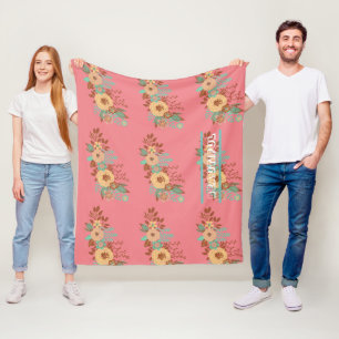 Couverture Polaire Boho moderne rose floral