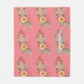 Couverture Polaire Boho moderne rose floral (Devant)