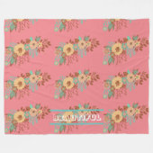 Couverture Polaire Boho moderne rose floral (Devant (Horizontal))