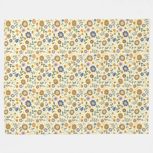 Couverture Polaire Boho motif 01,w Lyellow BG (Devant (Horizontal))