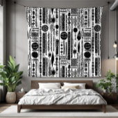Couverture Polaire Boho noir et blanc Abstrait polaire