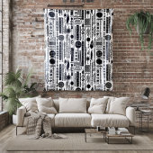 Couverture Polaire Boho noir et blanc Abstrait polaire