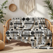 Couverture Polaire Boho noir et blanc Abstrait polaire