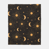 Couverture Polaire Boho orange soleil et motif de lune (Devant)