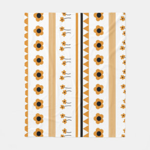 Couverture Polaire Boho Orange Tropical Floral Botanique Été