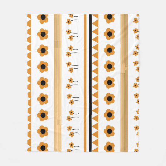 Couverture Polaire Boho Orange Tropical Floral Botanique Été (Devant)