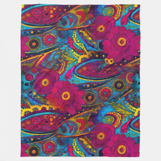 Couverture Polaire Boho Paisley Floral (Devant)