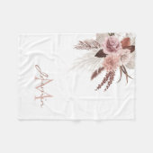 Couverture Polaire Boho Pampas Rose Grass Fleurs séchées Monogramme (Devant (Horizontal))
