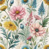 Couverture Polaire Boho Pastel rose jaune Fleur sauvage charme